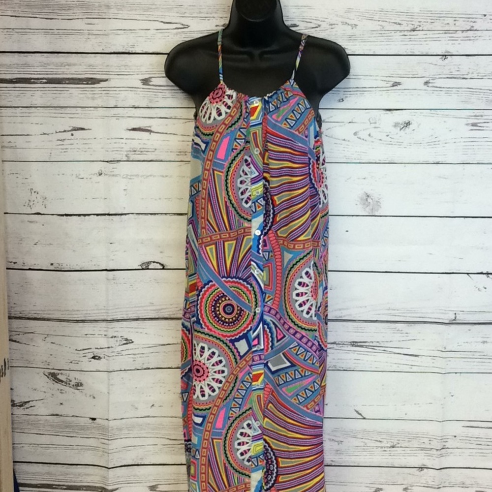 Sugar + Lips 70’s floral geometric print dress